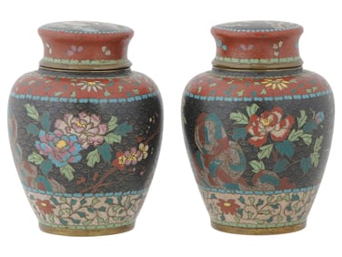 VINTAGE JAPANESE CLOISONNE ENAMEL COVERED VASES