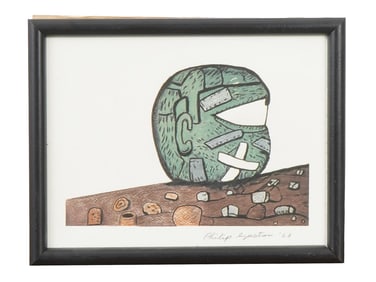 MIXED MEDIA PAINTING SIGNED PHILIP GUSTON