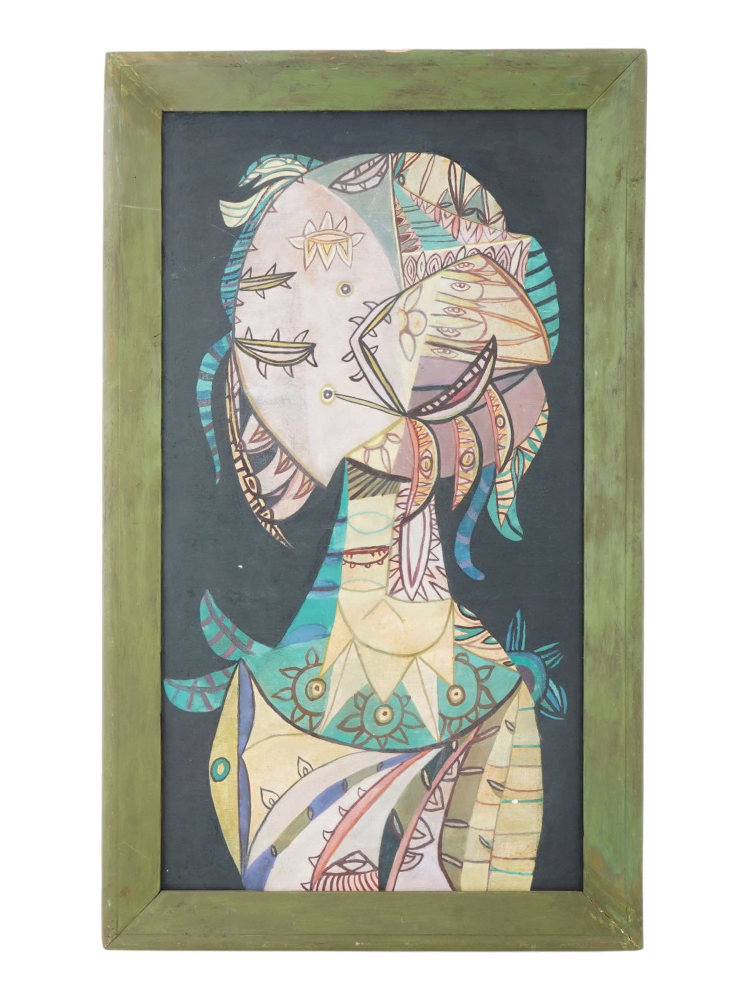 MODERNIST CUBAN SCHOOL SURREAL PORTRAIT OIL PAINTING (1 of 8)