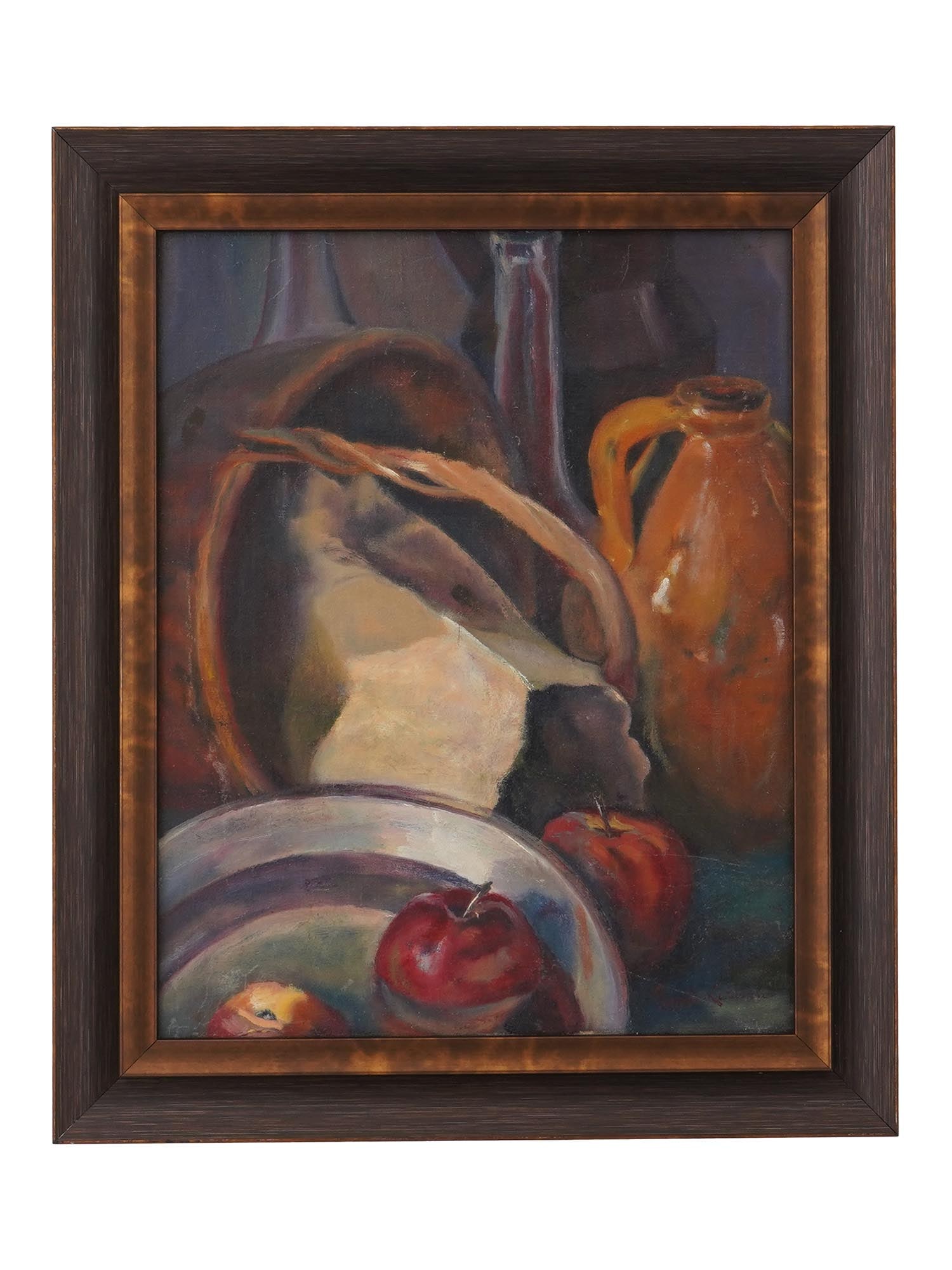 EMIL CARLSEN AMERICAN STILL LIFE OIL PAINTING: Emil Soren Emil Carlsen, Danish, American, 1848 or 53 to 1932, oil painting on board depicting a still life with dishes and fruits. Signed lower right. Framed. Soren Emil Carlsen is an American artist