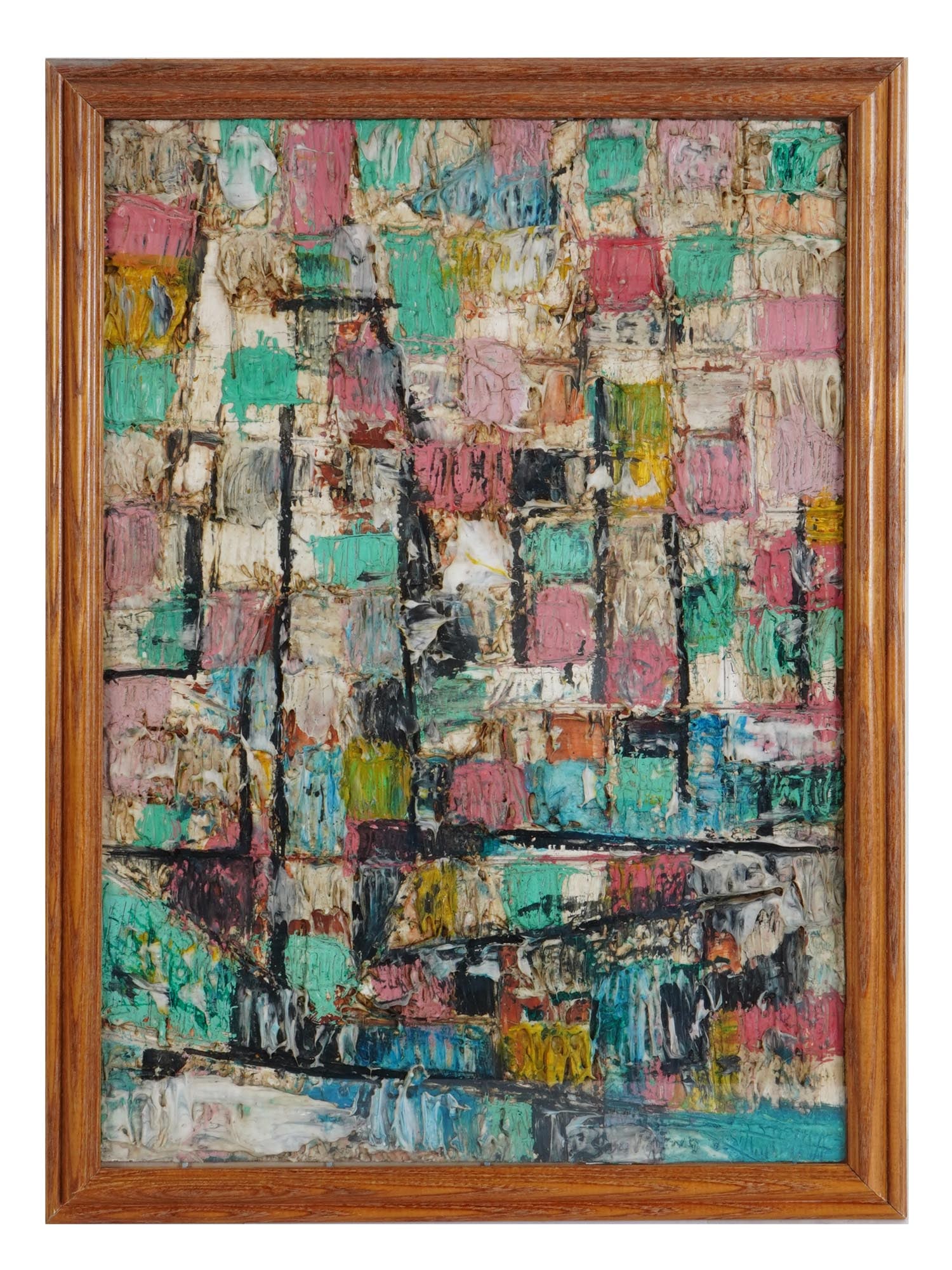 MIXED MEDIA PAINTING AFTER SOO PIENG CHEONG: After Soo Pieng Cheong, Singaporean, 1917 to 1983, mixed media painting on board depicting an abstract composition in an impressive impasto technique. Signed, Cheong Soo Pieng, on the left top, on the