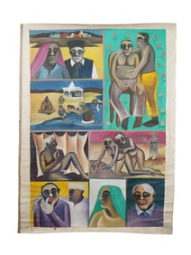 INDIAN SCHOOL OIL PAINTING SIGNED BHUPEN KHAKHAR