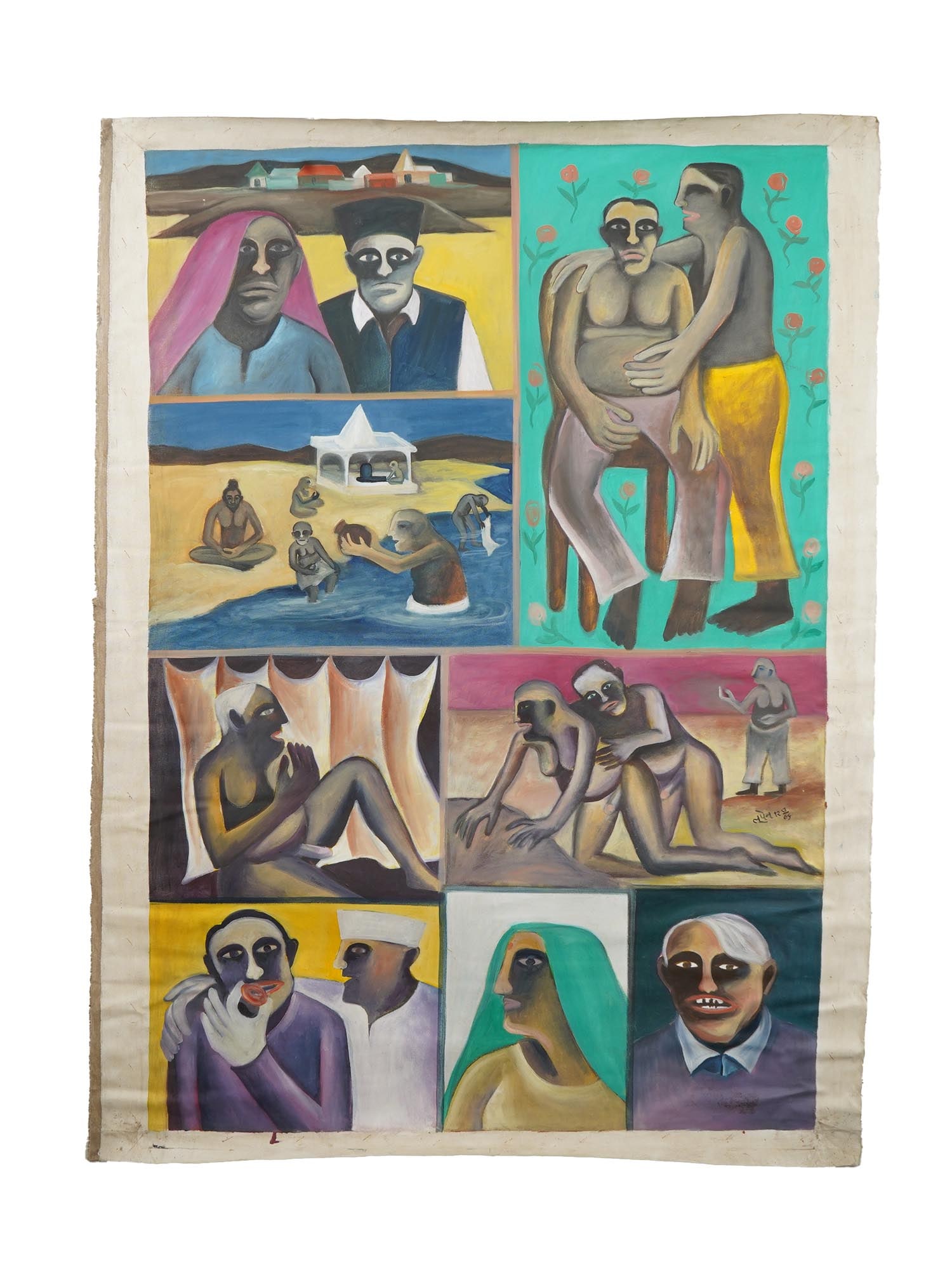 INDIAN SCHOOL OIL PAINTING SIGNED BHUPEN KHAKHAR (1 of 5)