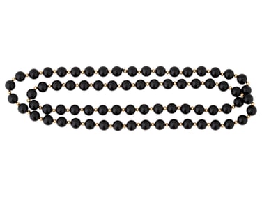HIGH QUALITY BLACK JASPER BEADED NECKLACE