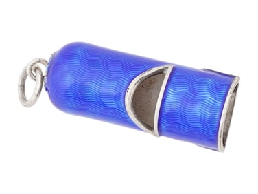 RUSSIAN 88 SILVER COBALT GUILLOCHE ENAMEL WHISTLE