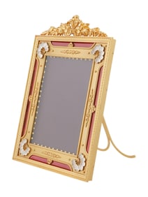 FRENCH LALIQUE STYLE ORMOLU ENAMEL PICTURE FRAME