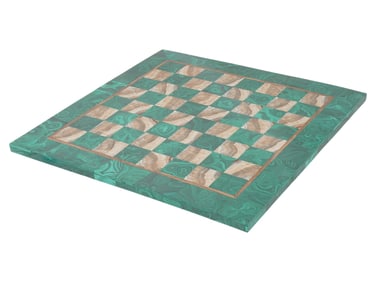 RUSSIAN HAND CARVED MALACHITE AGATE STONE CHESS BOARD