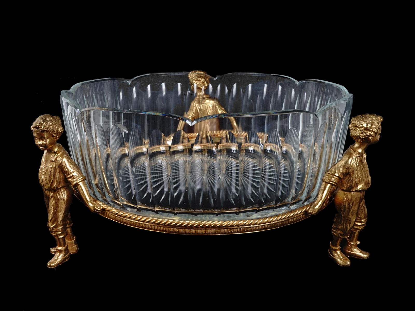 GILT BRONZE AND CRYSTAL CENTERPIECE BOWL (1 of 10)