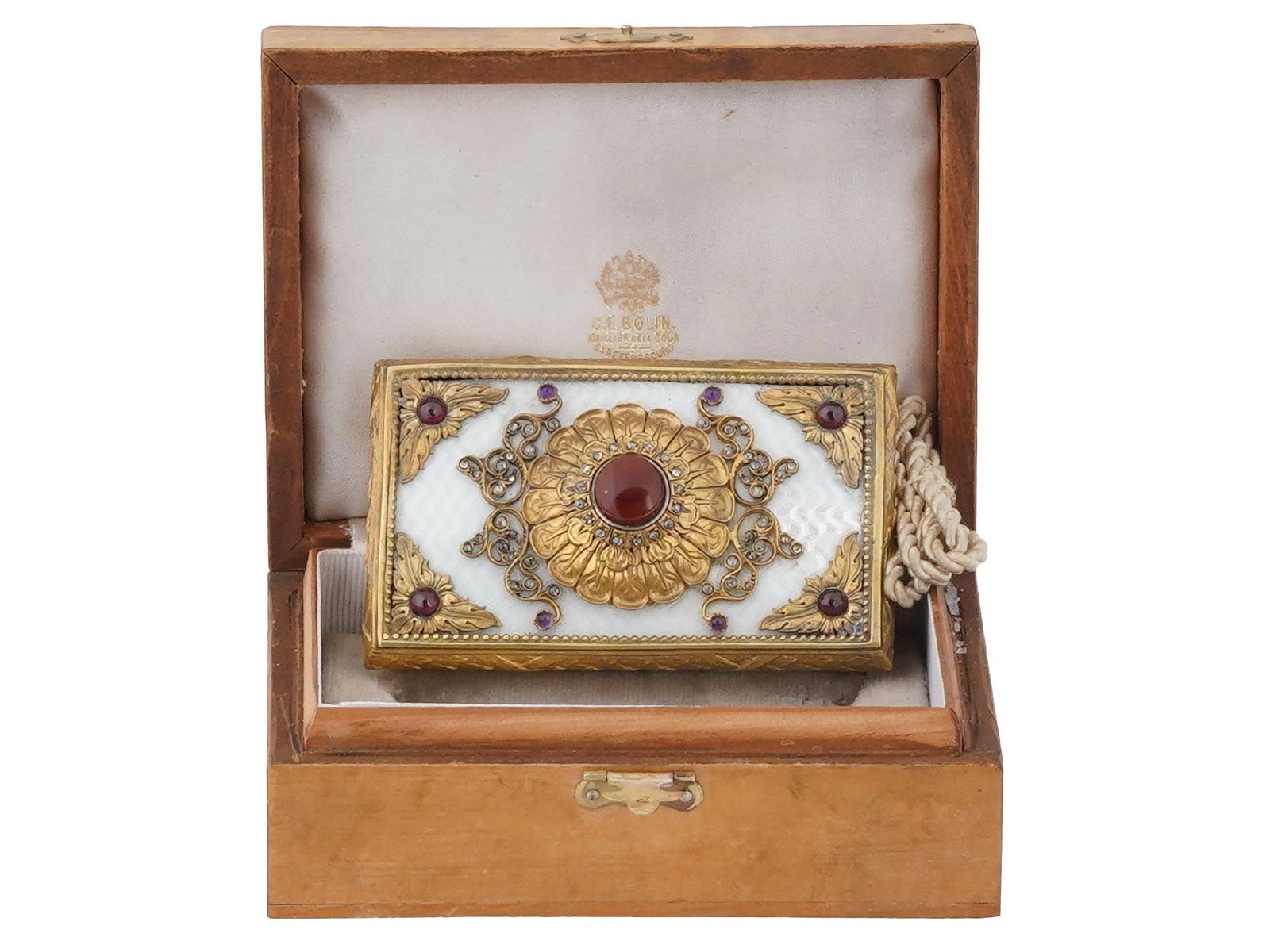 RUSSIAN SILVER ENAMEL DIAMOND PUSH BELL W GEMSTONES (1 of 11)