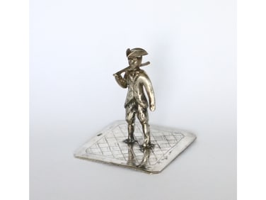 ANTIQUE 19TH C DUTCH SILVER MINIATURE OF GIRL SWINGING