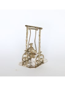 ANTIQUE 19TH C DUTCH SILVER MINIATURE OF GIRL SWINGING