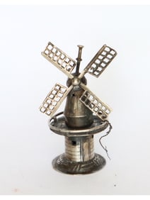 ANTIQUE 19TH C DUTCH SILVER MINIATURE OF WINDMILL