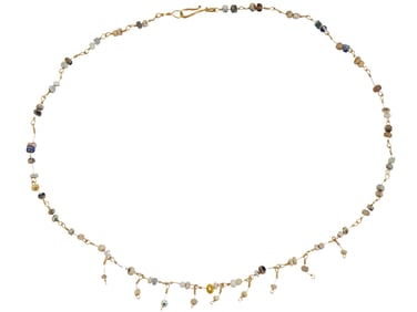 ANCIENT ROMAN NECKLACE MADE OF GOLD AND GLASS BEADS