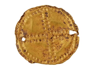 400 TO 600 AD ANCIENT BYZANTINE GOLD DISK WITH CROSS