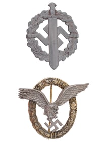 WWII NAZI GERMAN SA SPORTS AND PILOT OBSERVER BADGES