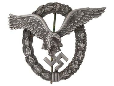 WWII NAZI GERMAN LUFTWAFFE SERVICE PILOT OBSERVER BADGE