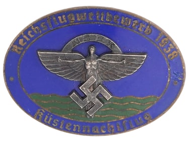 NAZI GERMAN WWII NSFK 1938 ENAMELED PILOT BADGE