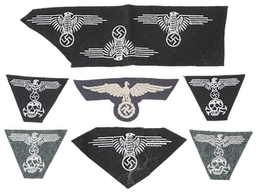WWII GERMAN WAFFEN SS CAP PATCHES AND SLEEVE EAGLES