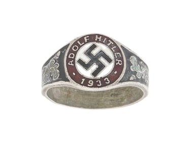 GERMAN WWII MODEL NSDAP ADOLF HITLER SILVER RING