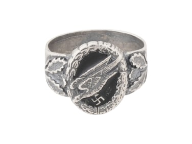 GERMAN WWII TYPE LUFTWAFFE PARATROOPER SILVER RING