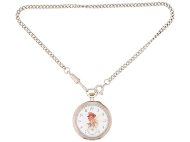WWII TYPE GERMAN ADOLF HITLER SILVER POCKET WATCH