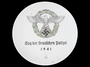 WWII NAZI GERMAN MEISSEN PORCELAIN PLATE DAY OF POLICE