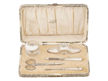 WWII TYPE EVA BRAUN MONOGRAMMED SILVER MANICURE SET