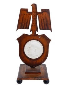 NAZI GERMAN BRONZE EAGLE PORCELAIN HITLER CENTERPIECE