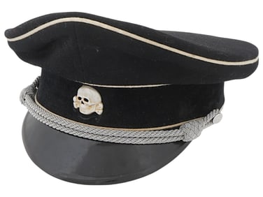 WWII NAZI GERMAN SS OFFICERS PEAKED VISOR CAP