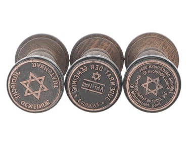 GROUP OF THREE WWII TYPE HOLOCAUST PERIOD HAND STAMPS