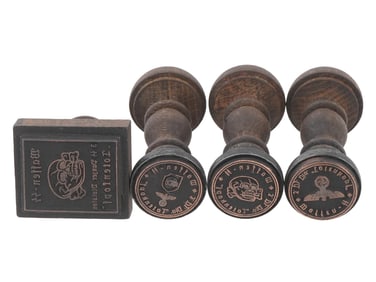 WWII TYPE NAZI GERMAN TOTENKOPF WOODEN HAND STAMPS