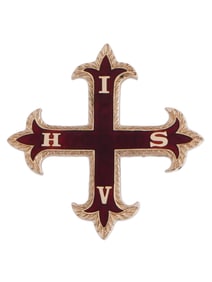 RUSSIAN ENAMELED 10K GOLD RED CROSS OF CONSTANTINE
