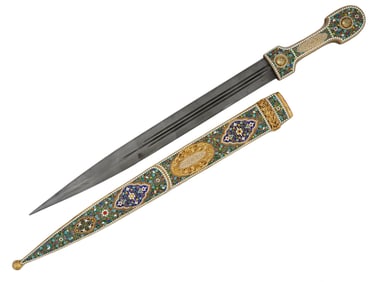 RUSSIAN SILVER CLOISONNE ENAMEL DAGGER