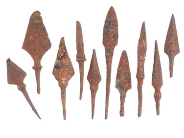GROUP OF ANCIENT IRON ARROWHEADS 1000 BC AND LATER