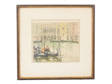 HANS FIGURA VENETIAN CITYSCAPE AQUATINT ETCHING