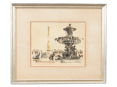 FRANZ HERBELOT FRENCH CITYSCAPE COLOR LITHOGRAPH