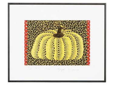 JAPANESE YAYOI KUSAMA SCREEN PRINT PUMPKIN W COA