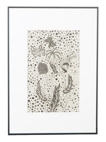 SIGNED YAYOI KUSAMA JAPANESE SCREEN PRINT 1995 W COA