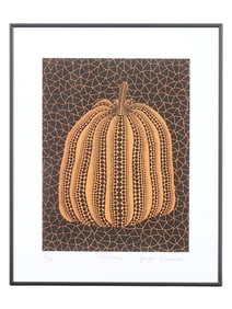 JAPANESE YAYOI KUSAMA SCREEN PRINT PUMPKIN W COA