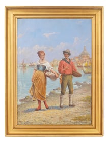 GERMAN SCENE OIL PAINTING BY AUGUST BAUMGARTNER