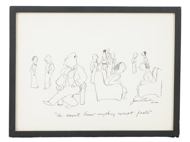 VINTAGE AMERICAN INK PAINTING BY JAMES THURBER