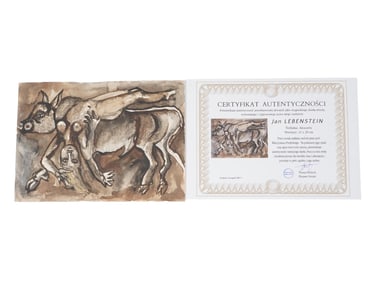 JAN LEBENSTEIN POLISH WATERCOLOR PAINTING WITH COA