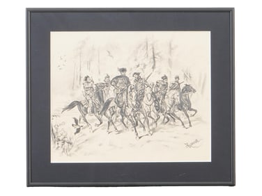 ANTIQUE POLISH PENCIL PAINTING BY JULIUSZ KOSSAK