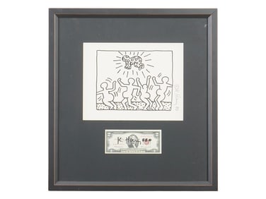 KEITH HARING AMERICAN PAINTING TWO DOLLAR BILL ARTWORKS