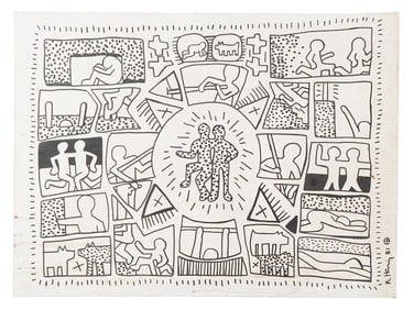 AFTER KEITH HARING AMERICAN POP ART OIL PAINTING