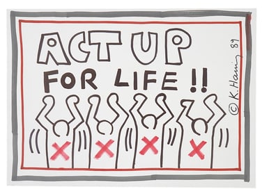 AMERICAN MARKER PAINTING SIGNED KEITH HARING 1989