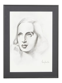 TAMARA LEMPICKA PENCIL FEMALE PORTRAIT PAINTING