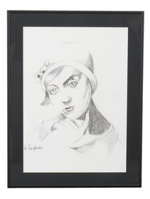 POLISH TAMARA DE LEMPICKA PENCIL PAINTING