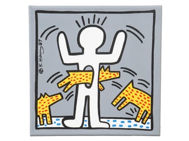 AMERICAN MIXED MEDIA PAINTING SIGNED KEITH HARING