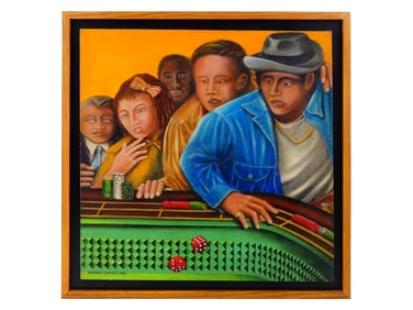 MODERN PAINTING BY ROLANDO CORTEZ CASINO TABLE SCENE